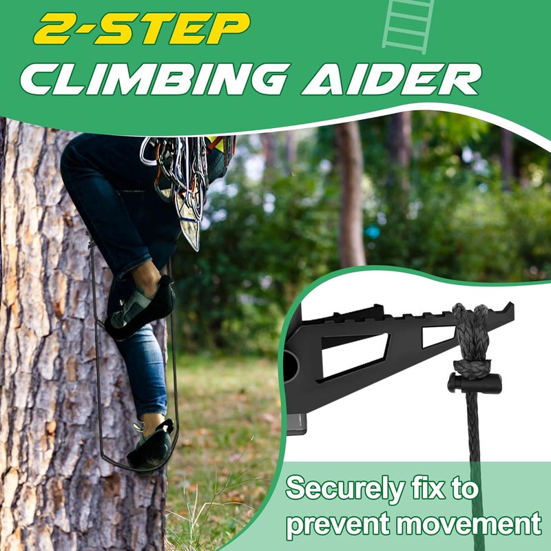 Anglekai 2-Step Climbing Aider for Hunting, 2-Step Climbing Stick Aider Rope Ladder for Tree Stand with 2 Adjustable Hook - Image 5